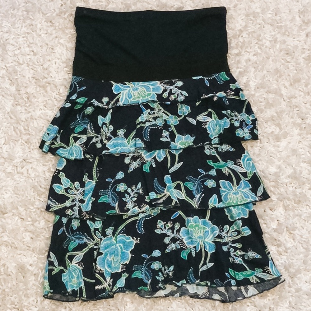 🌟Express Navy Strapless Ruffle Dress